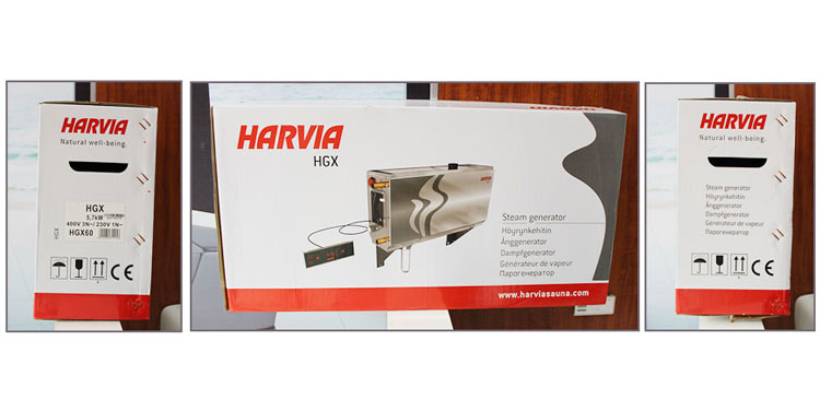 Hình ảnh mở hộp máy xông hơi ướt Harvia HGX chính hãng